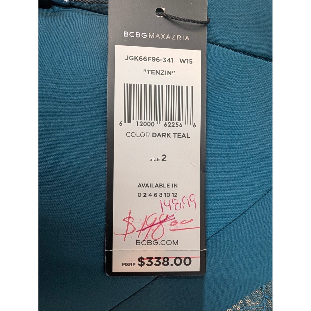 BCBGMAXAZRIA Tenzin Lace Pleated Cocktail Mini Dress Dark Teal Size 2 Party NWT - Picture 11 of 12